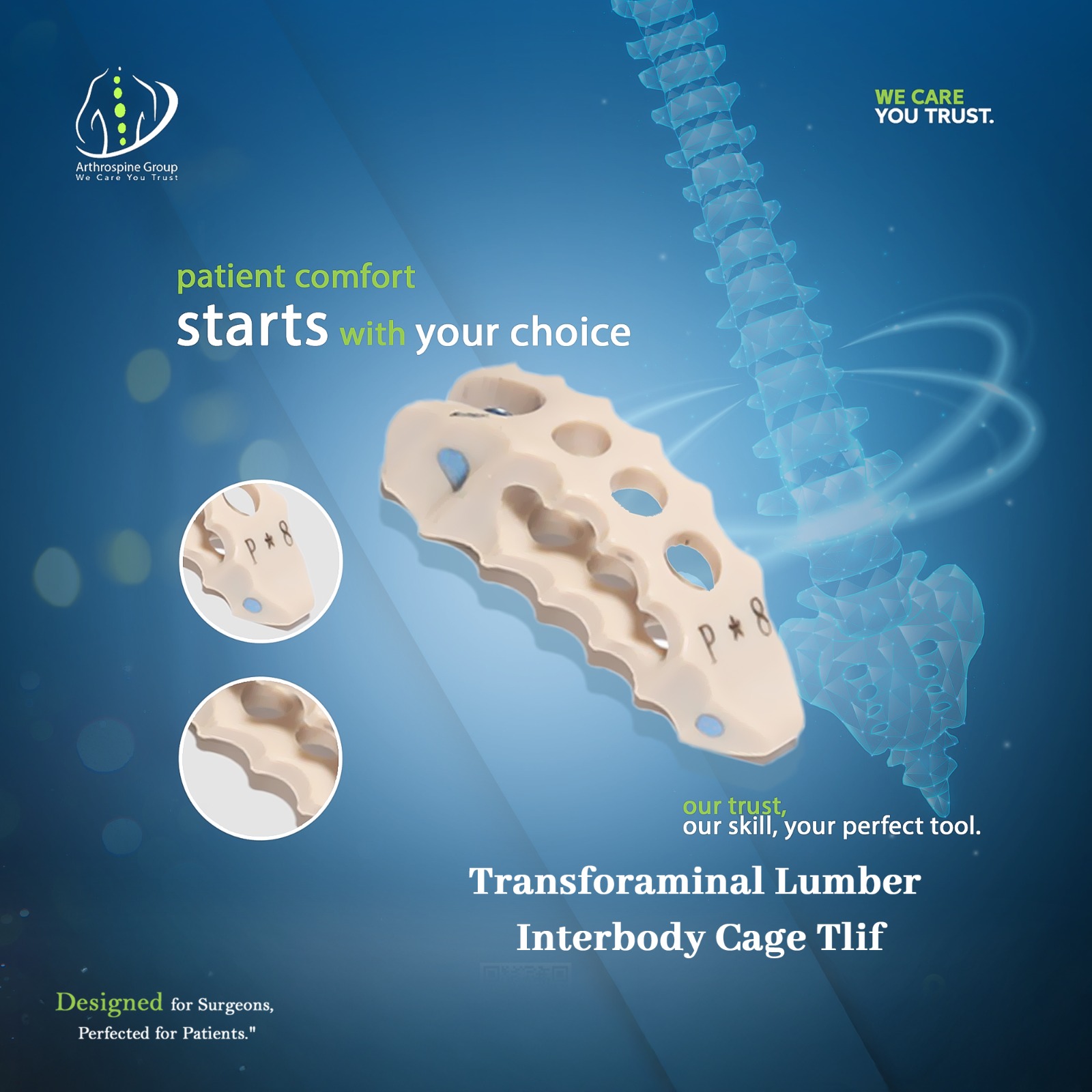 PEEK Transforaminal Lumber Interbody Cage Tlif